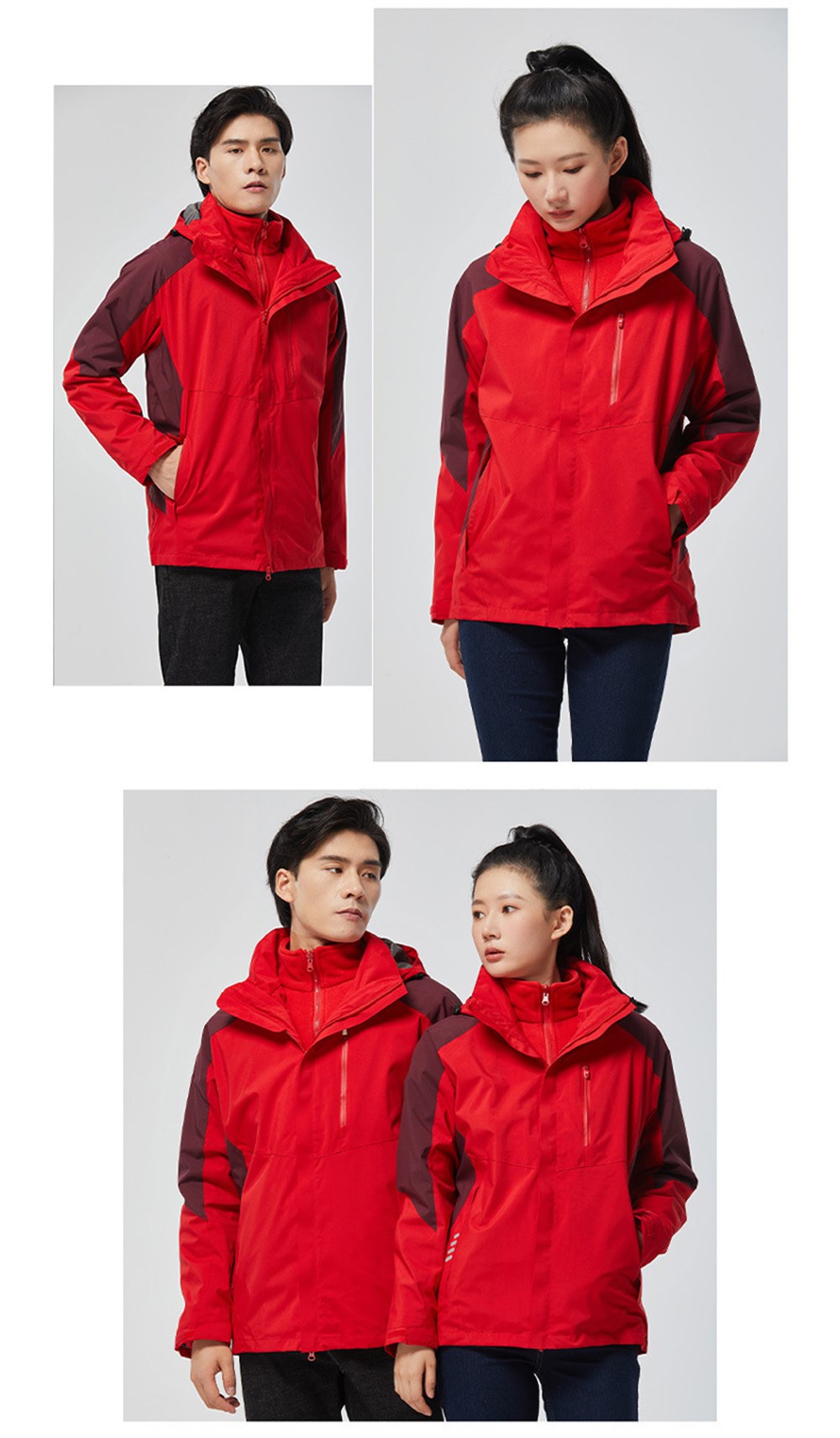 Unisex 3 Katmanlı İç Polar Ceket Outdoor Suya Dayanıklı Spor Sıcak Ceket + Kazak XL