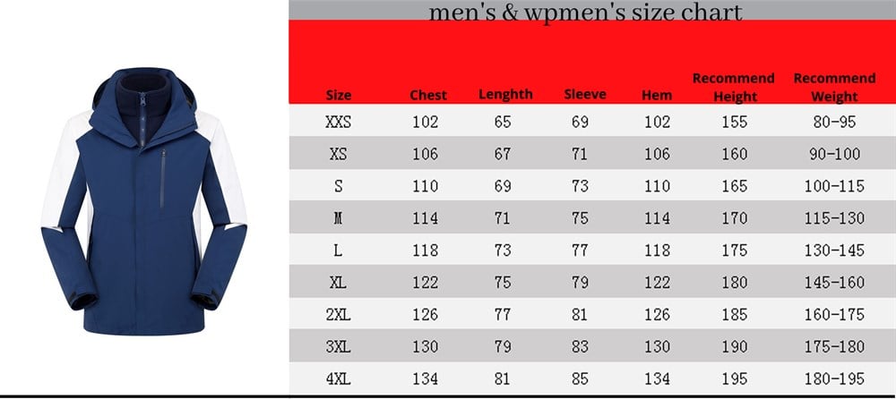 Unisex 3 Katmanlı İç Polar Ceket Outdoor Suya Dayanıklı Spor Sıcak Ceket + Kazak XL