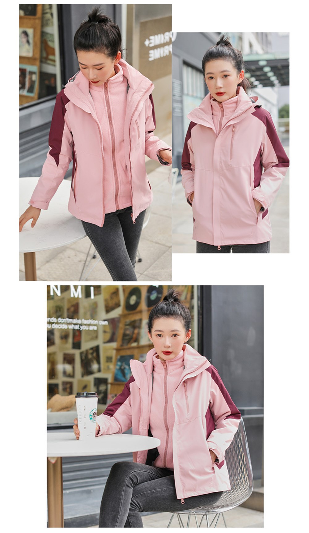 Unisex 3 Katmanlı İç Polar Ceket Outdoor Suya Dayanıklı Spor Sıcak Ceket + Kazak XL