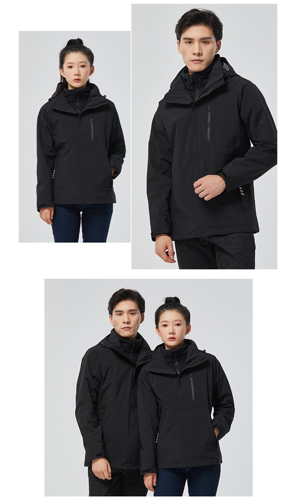 Unisex 3 Katmanlı İç Polar Ceket Outdoor Suya Dayanıklı Spor Sıcak Ceket + Kazak XL