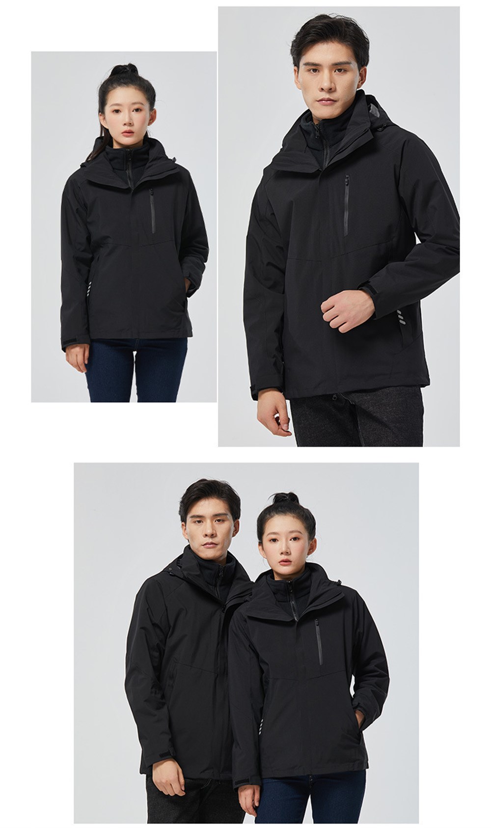 Unisex 3 Katmanlı İç Polar Ceket Outdoor Suya Dayanıklı Spor Sıcak Ceket + Kazak XL