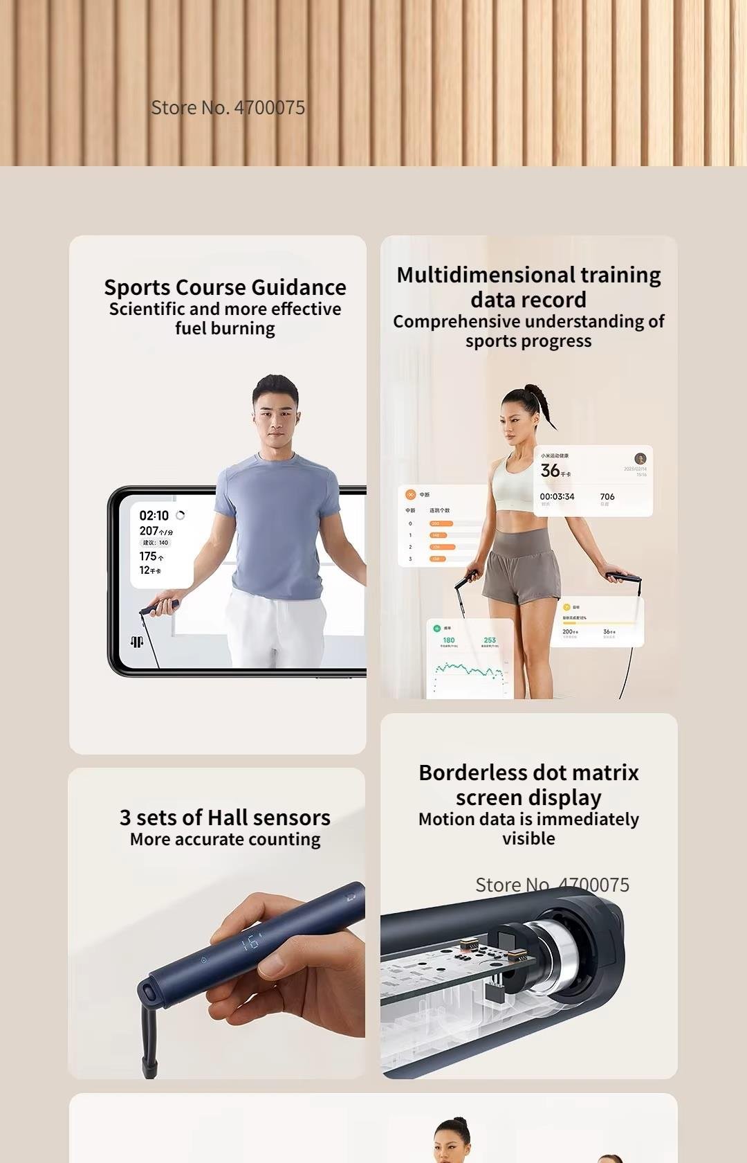 Xiaomi Mijia Akıllı Atlama İpi, Kablolu ve Kablosuz Çift Mod  Elektronik Sayma Veri Kaydı 