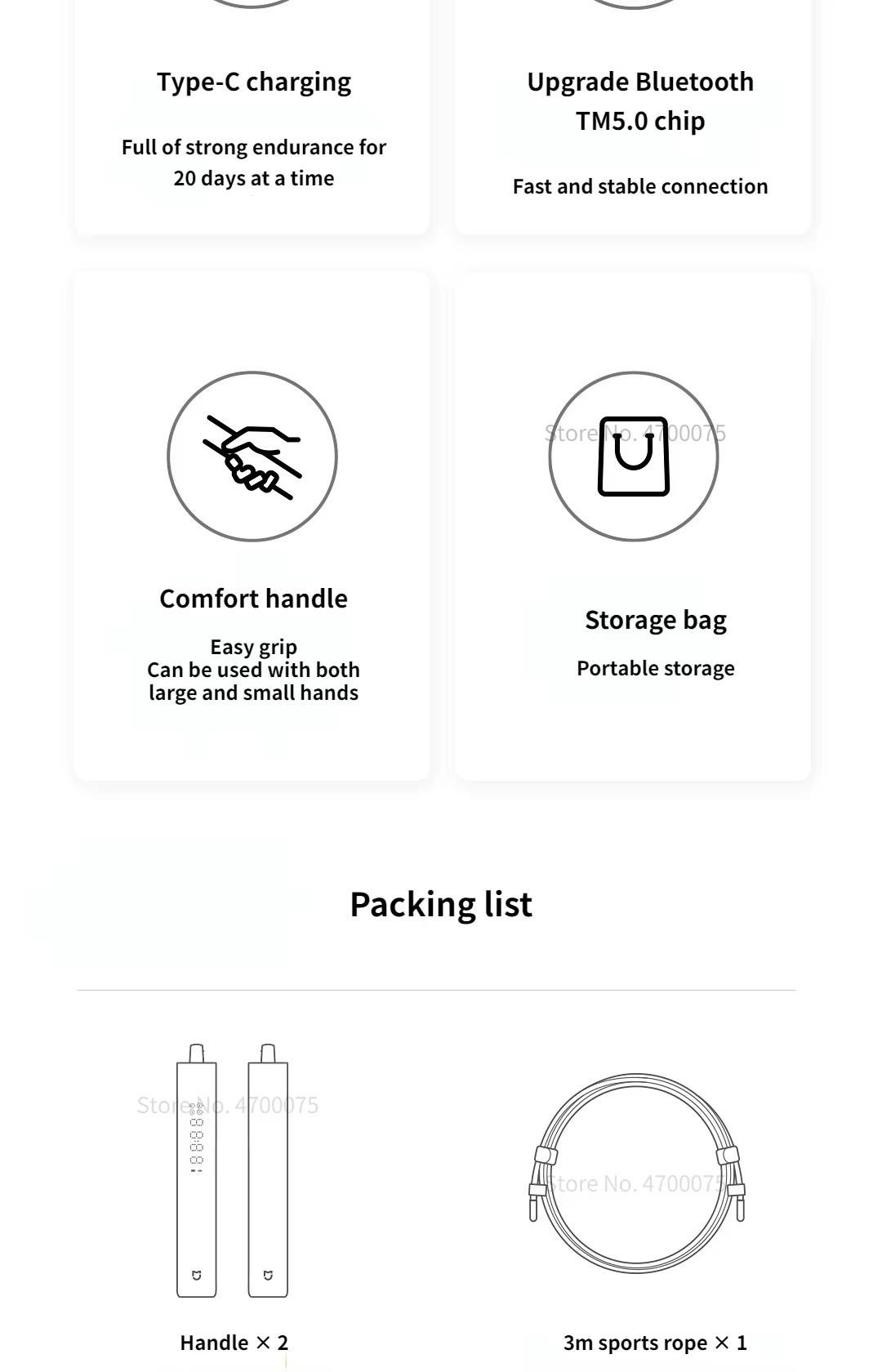 Xiaomi Mijia Akıllı Atlama İpi, Kablolu ve Kablosuz Çift Mod  Elektronik Sayma Veri Kaydı 