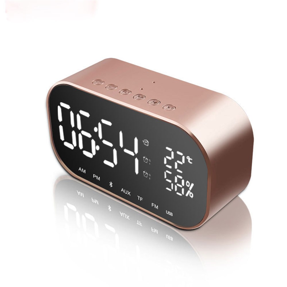 Yayusi S2 Bluetooth Hoparlörlü Alarm ve Dijital Saat - Rose Gold