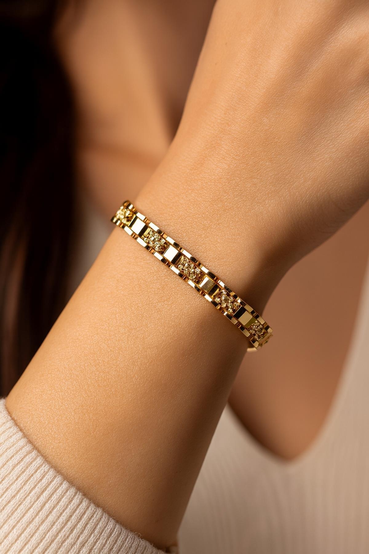 Altın Dorikalı Sıralı Bileklik 14 Ayar