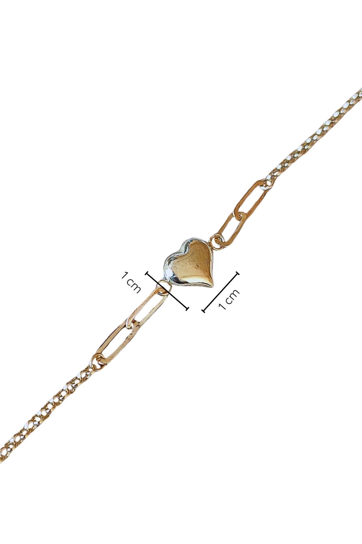 Altın Kalp Dochlu Ataç Bileklik 14 Ayar