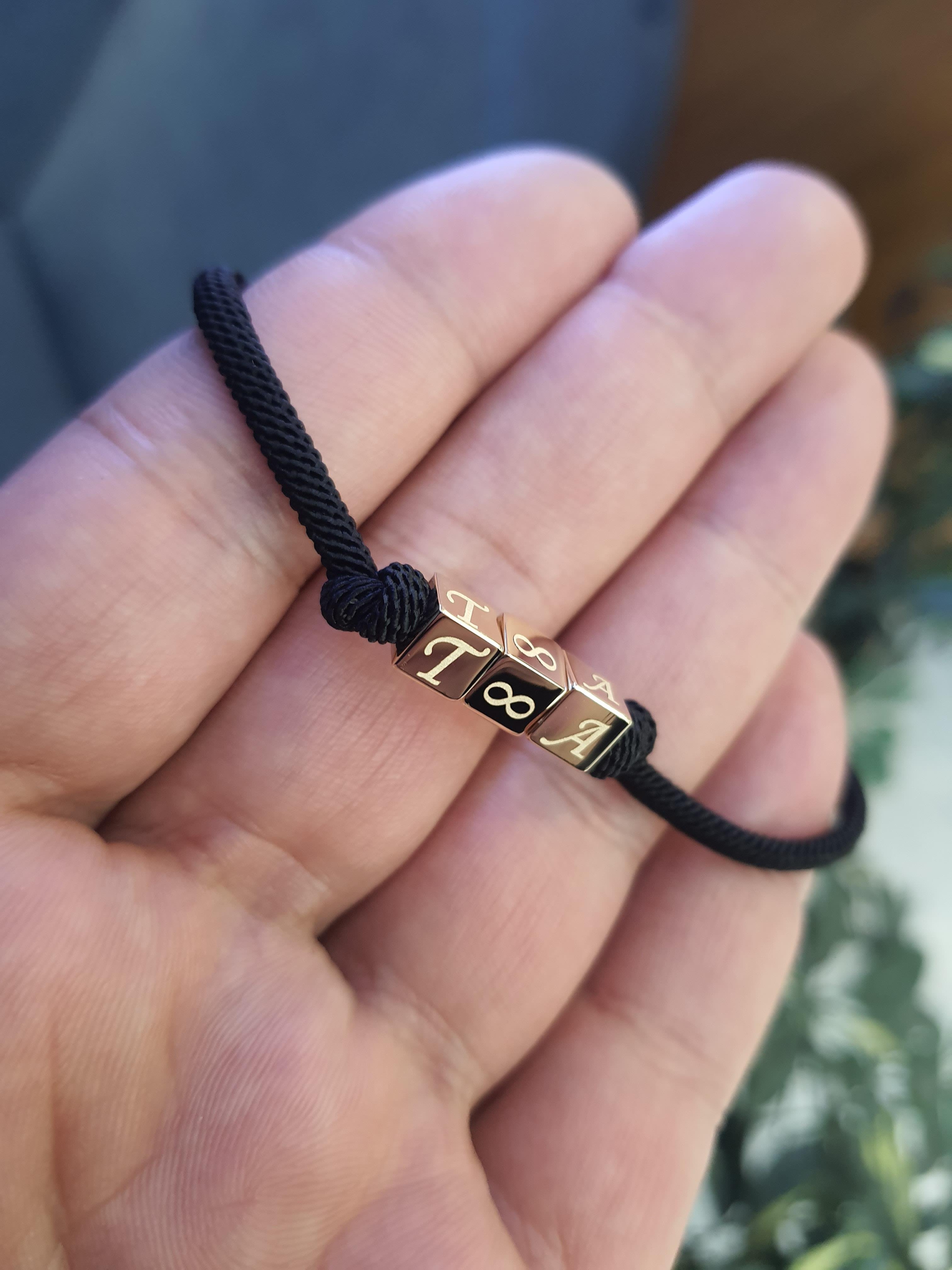 Altın Küp Kırmızı İpli Bileklik 14 Ayar