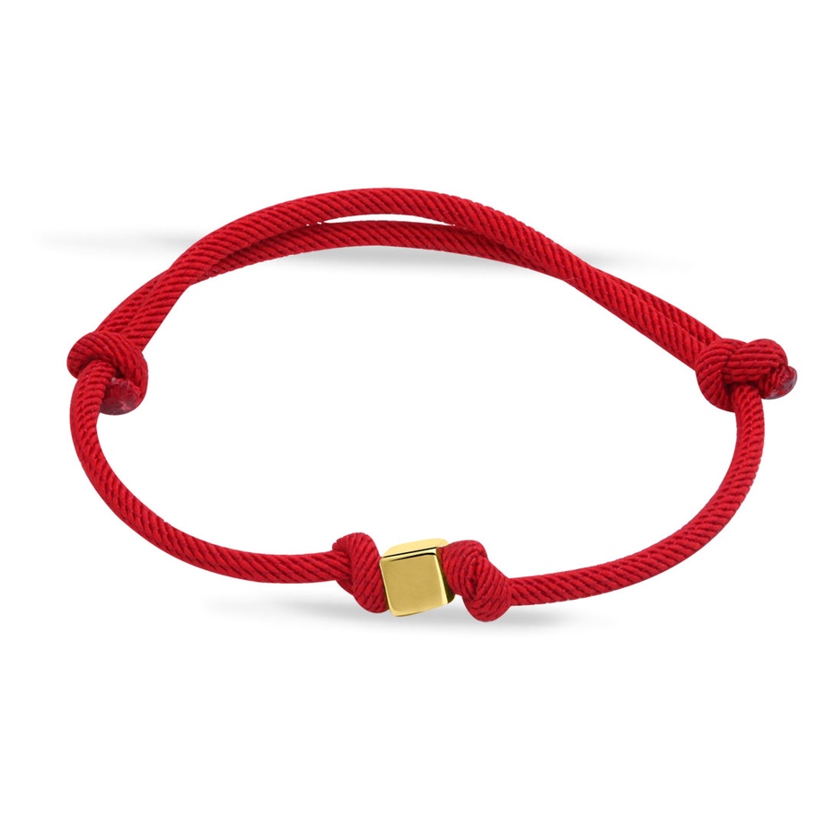 ALTIN KÜP KIRMIZI İPLİ BİLEKLİK