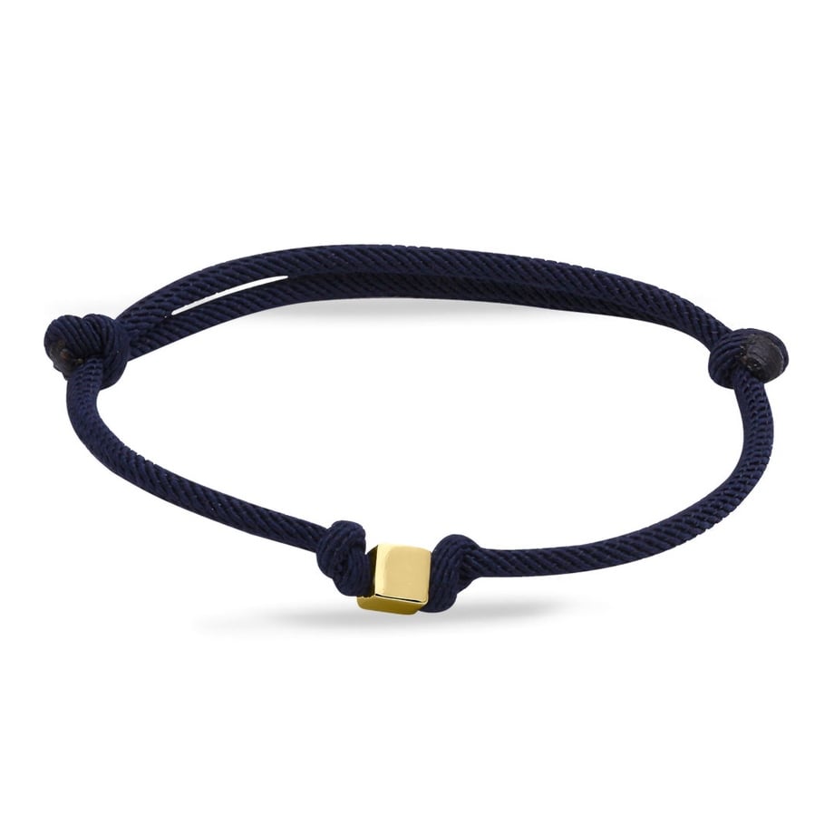 ALTIN KÜP LACİVERT İPLİ BİLEKLİK