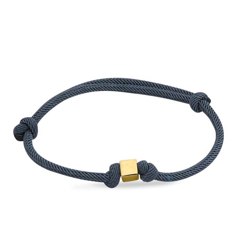 ALTIN KÜP PETROL MAVİSİ İPLİ BİLEKLİK