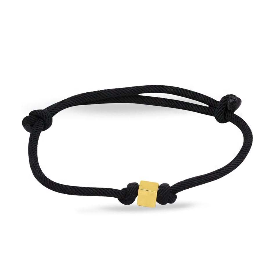 ALTIN KÜP SİYAH İPLİ BİLEKLİK