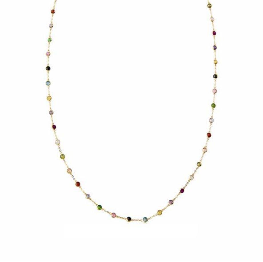 Altın Rengarenk Yuvarlak 3 mm Renkli Taşlı Kolye