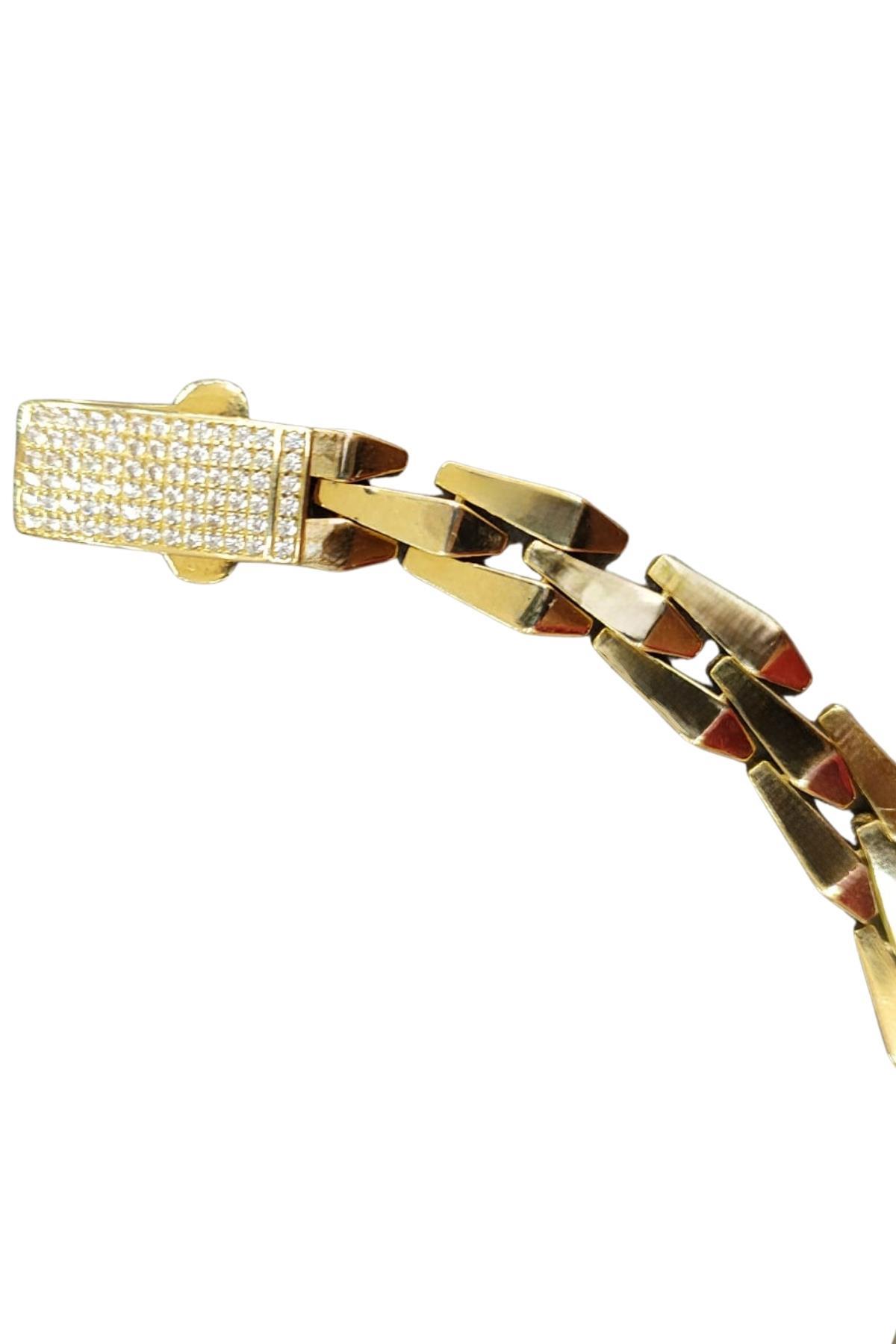 Altın Taşlı Piramit Bileklik 14 Ayar