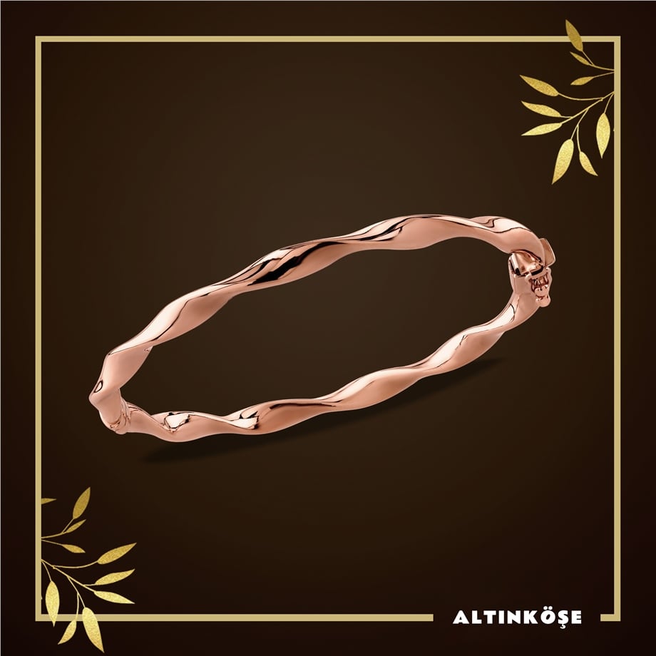 Burgulu Rose Altın Kelepçe 14 Ayar