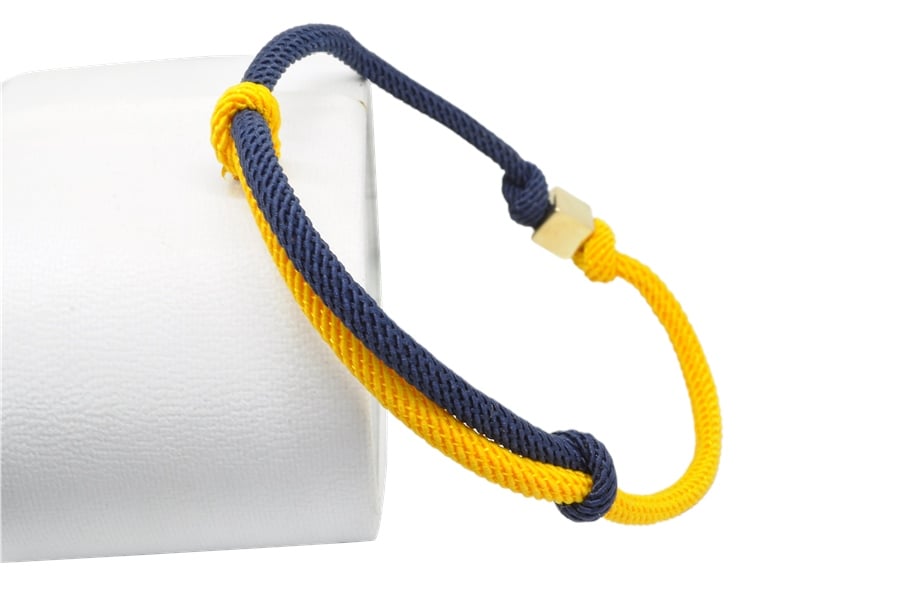 FENERBAHÇE (Sarı-Lacivert) İpli Altın Küp Taraftar Bileklik 14 Ayar