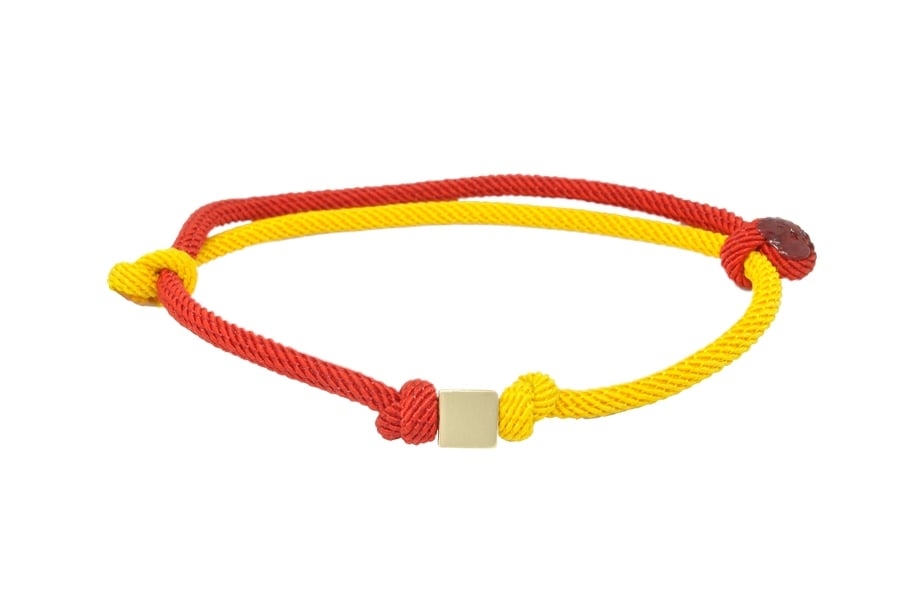 GALATASARAY (Sarı-Kırmızı) İpli Altın Küp Taraftar Bileklik 14 Ayar