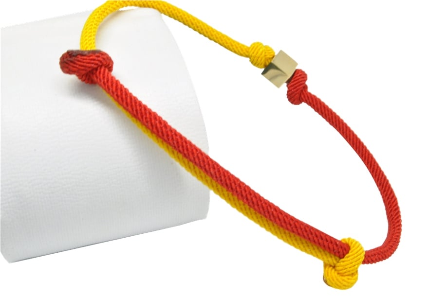 GALATASARAY (Sarı-Kırmızı) İpli Altın Küp Taraftar Bileklik 14 Ayar