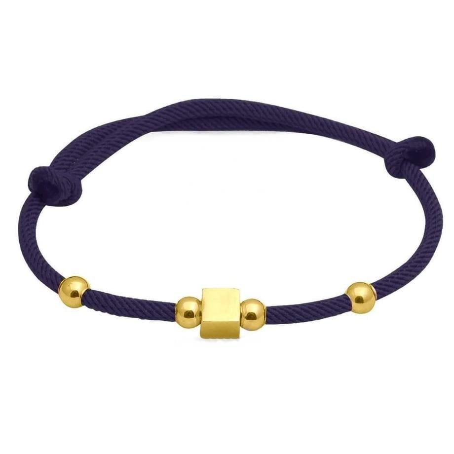 Lacivert İpli Küp Dört Toplu 14 Ayar Altın