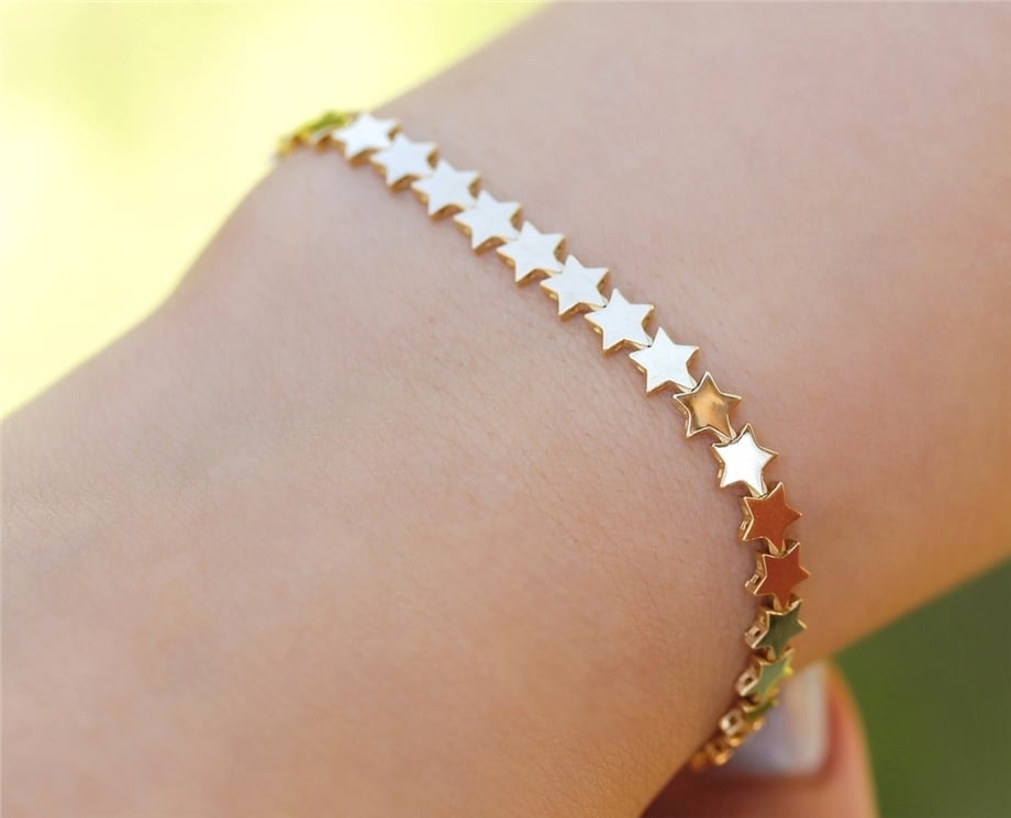 Sıralı Yıldız 14 Ayar Altın Bileklik