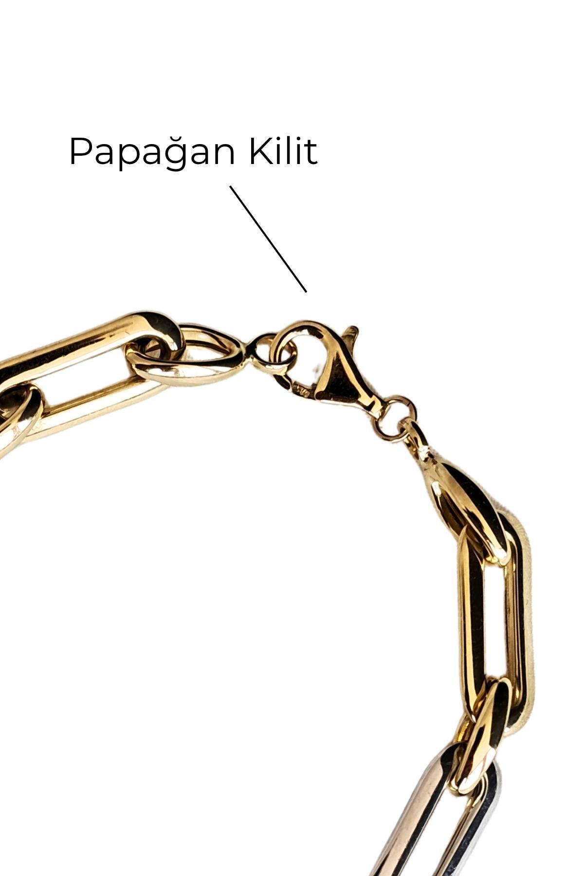 Üç Renkli Ataç Altın Bileklik