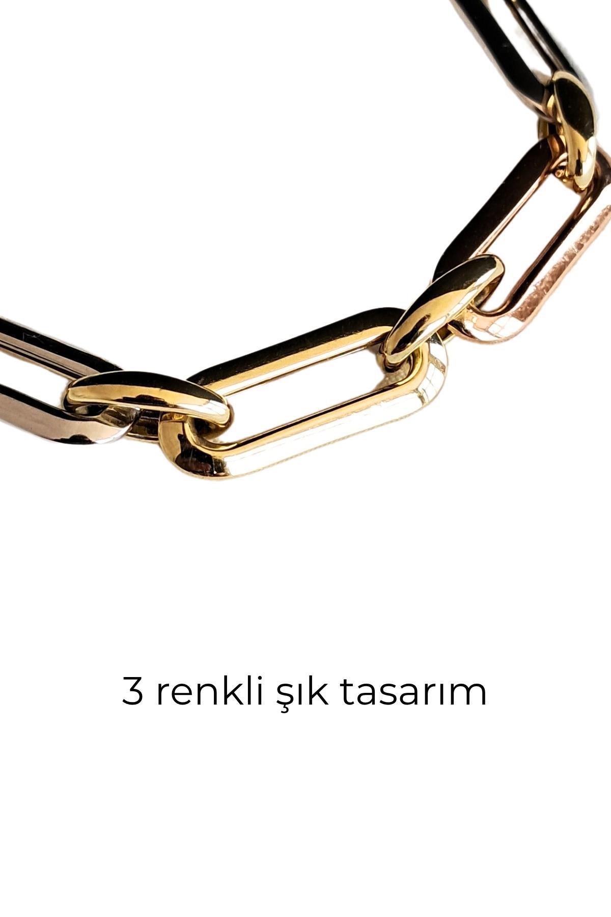 Üç Renkli Ataç Altın Bileklik