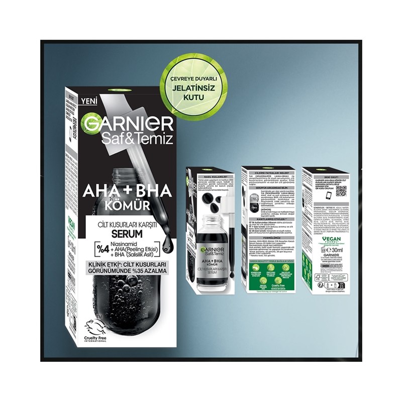 Aha Bha Cilt Kusurları Karşıtı Siyah Serum %4 [niasinamid Peeling Etkili Aha Bha] 30ml