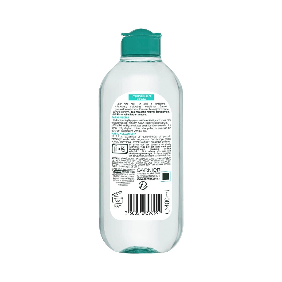Garnier Micellar Makyaj Temizleme Suyu Hyaluronik Aloe 400 ml