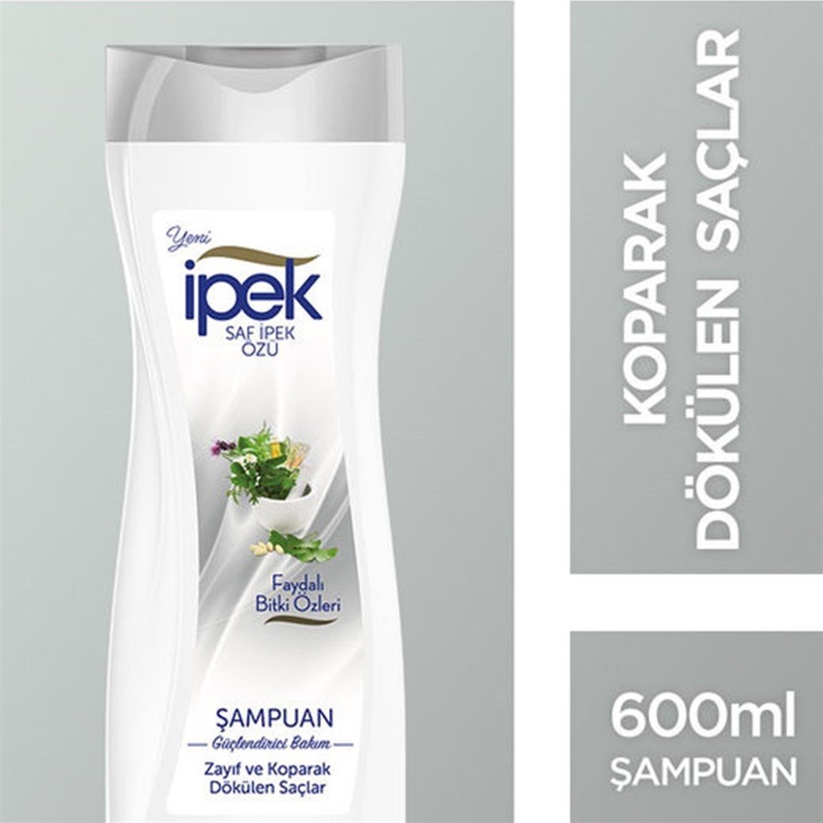 İİpek Faydalı Bitki Özleri Zayıf ve Koparak Dökülen Saçlar için Şampuan 600 ml