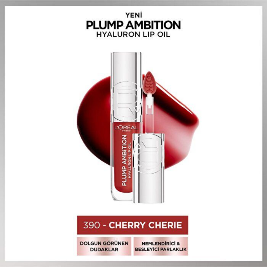 L'Oréal Paris Plump Ambition Hyaluron Lip Oil Dudak Parlatıcısı 390 Cherry Cherie