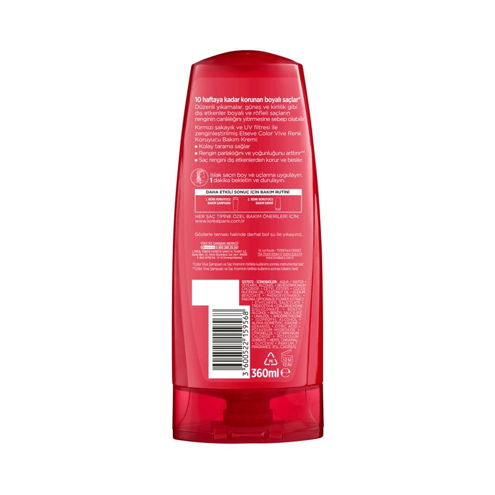 L'Oreal Paris Elseve Color Vive Renk Koruyucu Saç Bakım Kremi 360 ml