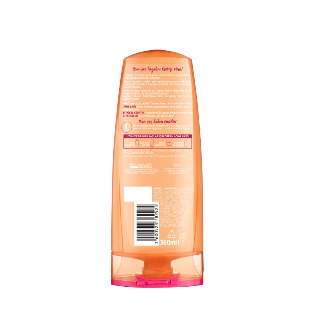 L'Oreal Paris Elseve Elseve Dream Long Kolay Tarama Onarıcı Saç Kremi 360 ml