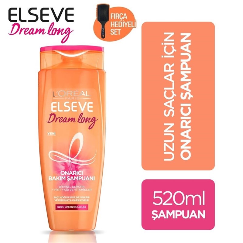 L'Oreal Paris Elseve Şampuan Dream Long 520 ml + Saç Fırçası