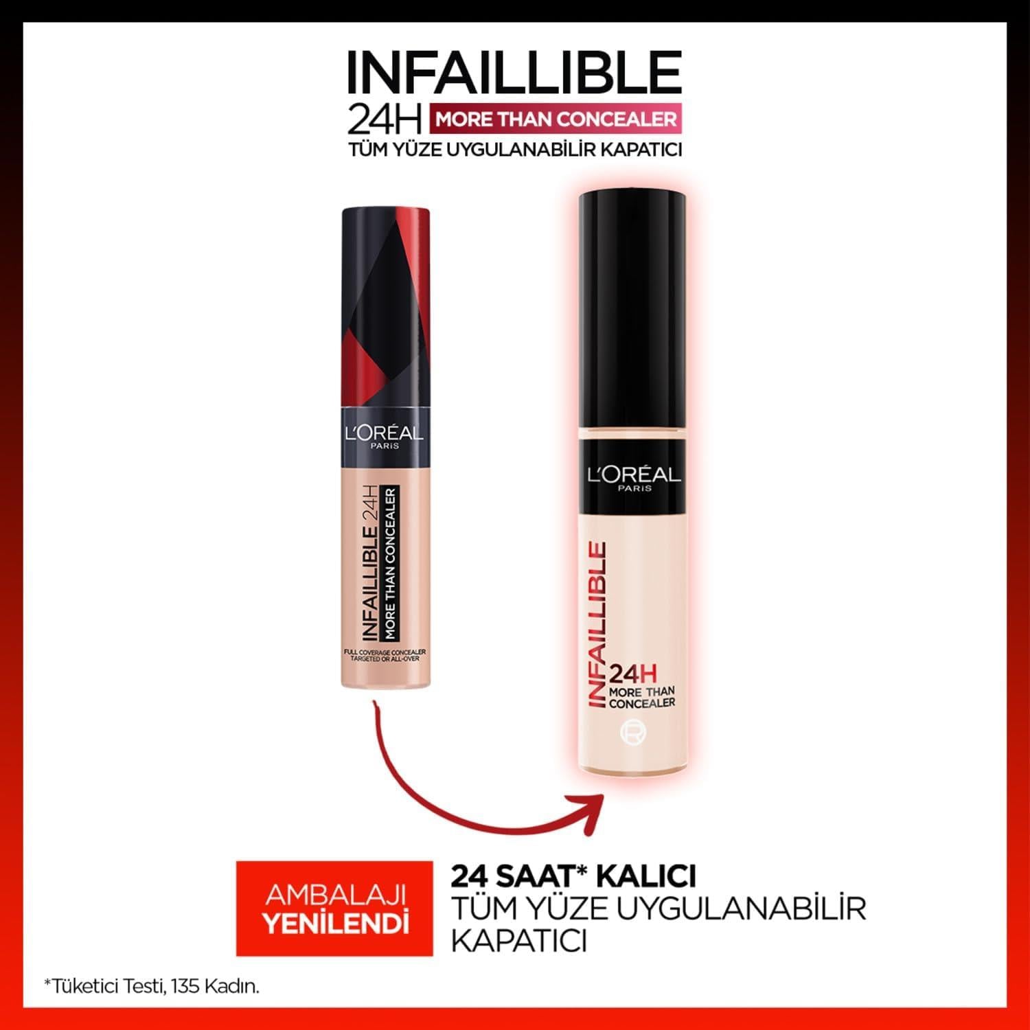 L'Oreal Paris Infaillible 24H Tüm Yüze Uygulanabilir Kapatıcı - 322 Ivory