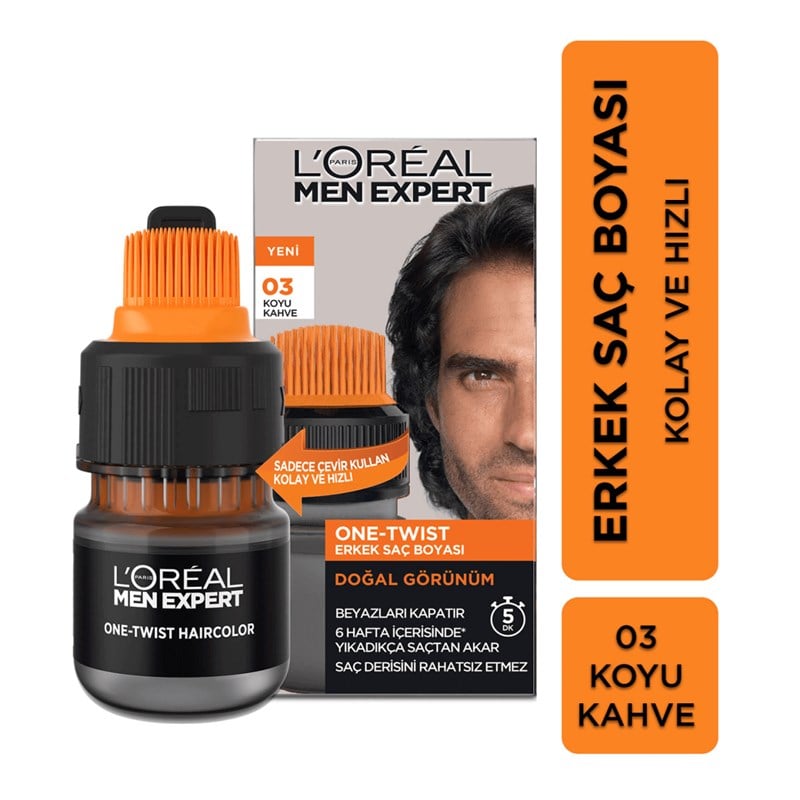 L'Oreal Paris Men Expert One-Twist Erkek Saç Boyası Koyu Kahve No: 03