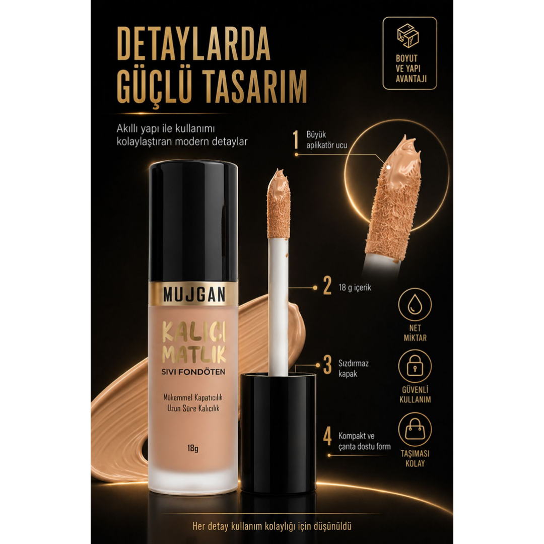 Mujgan Kalıcı Mat Bitişli Sıvı Tam Kapatıcılı Fondöten No.3