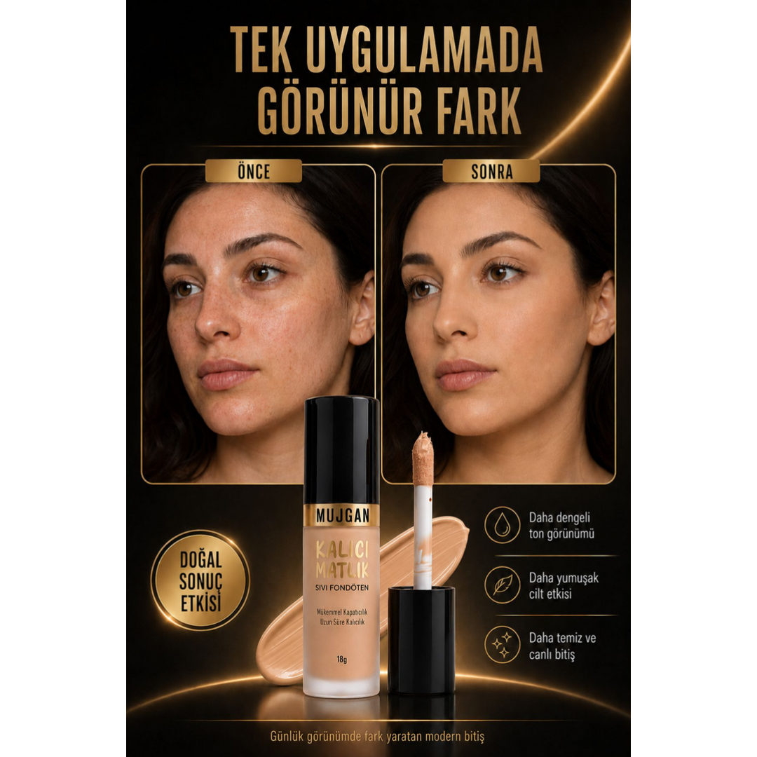 Mujgan Kalıcı Mat Bitişli Sıvı Tam Kapatıcılı Fondöten No.3