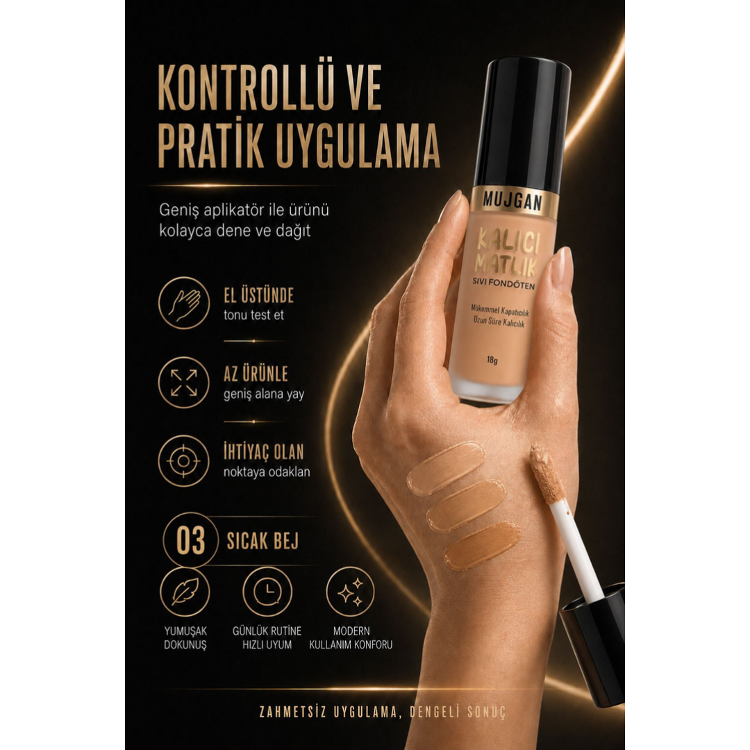Mujgan Kalıcı Mat Bitişli Sıvı Tam Kapatıcılı Fondöten No.3