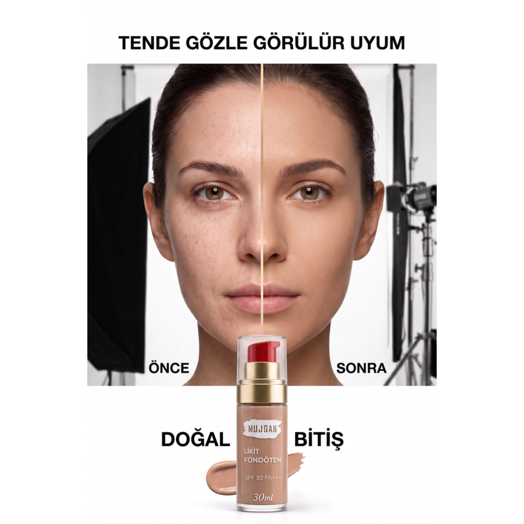 Mujgan Profesyonel Yüksek Kapatıcılı Likit Fondöten Orta Ton 30 ml