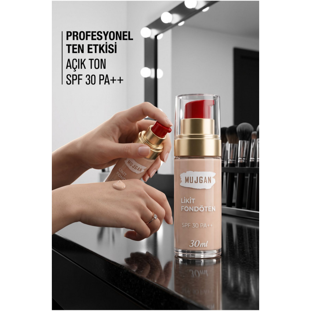 Mujgan Profesyonel Yüksek Kapatıcılı Likit Fondöten Açık Ton 30 ml