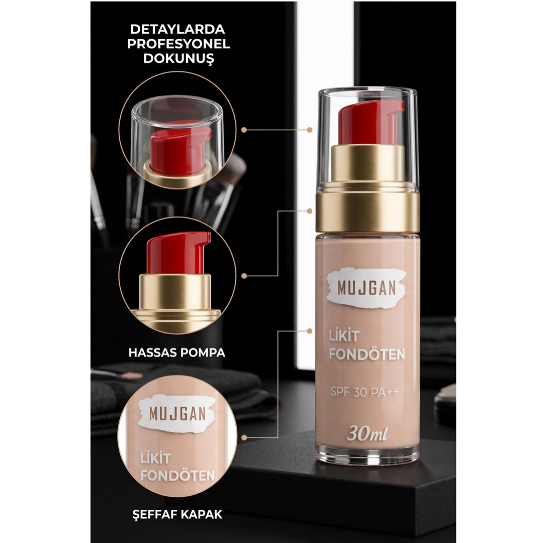 Mujgan Profesyonel Yüksek Kapatıcılı Likit Fondöten Açık Ton 30 ml