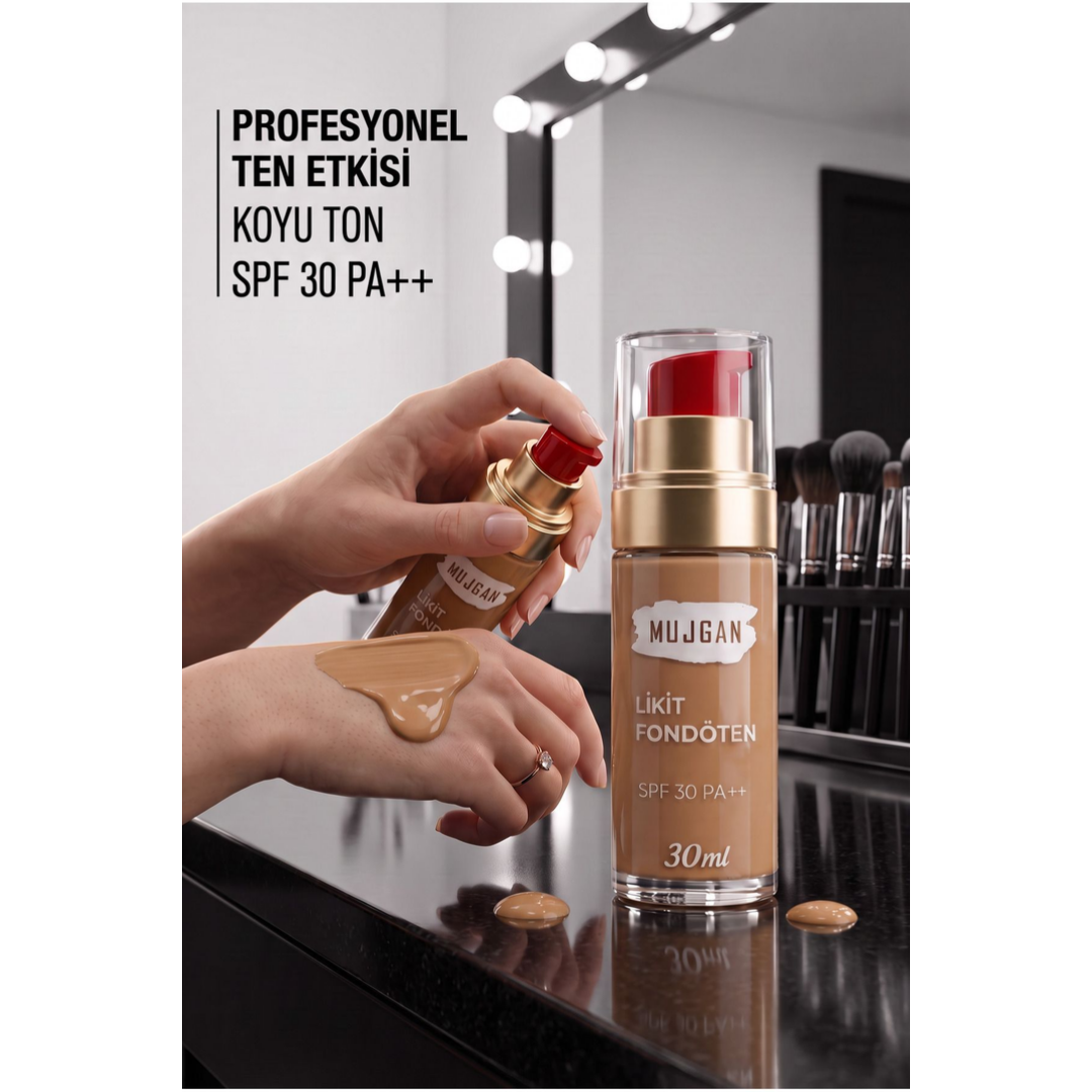 Mujgan Profesyonel Yüksek Kapatıcılı Likit Fondöten Koyu Ton 30 ml