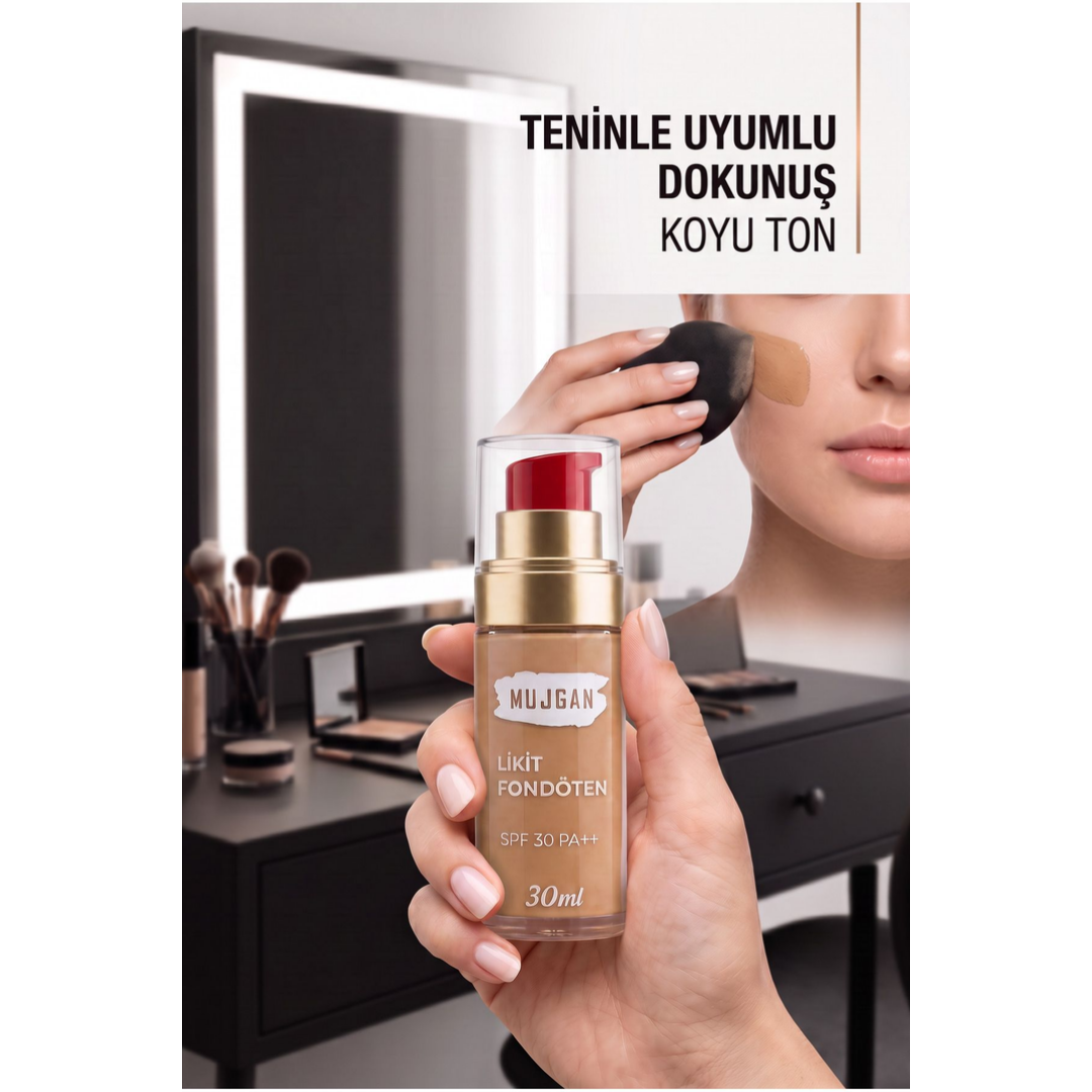 Mujgan Profesyonel Yüksek Kapatıcılı Likit Fondöten Koyu Ton 30 ml