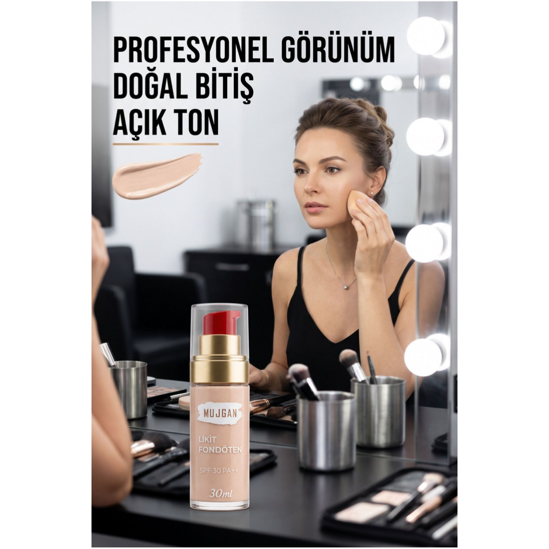 Mujgan Profesyonel Yüksek Kapatıcılı Likit Fondöten Açık Ton 30 ml