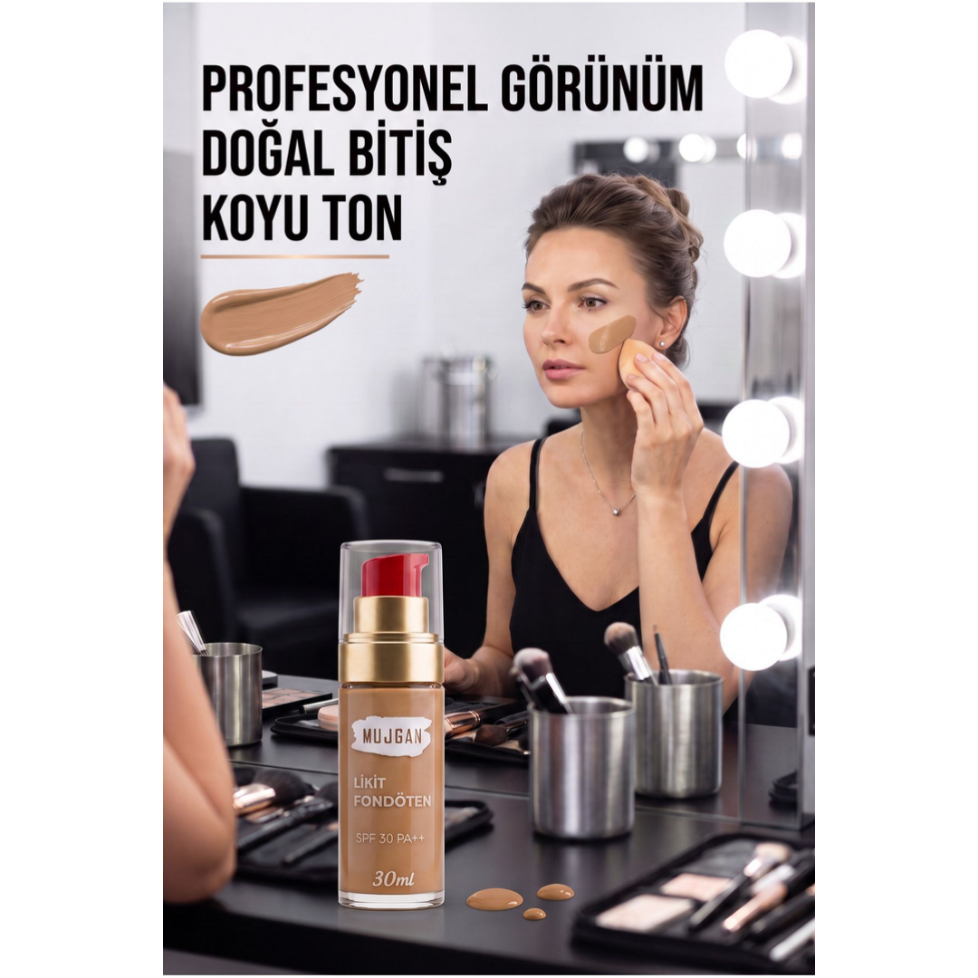 Mujgan Profesyonel Yüksek Kapatıcılı Likit Fondöten Koyu Ton 30 ml