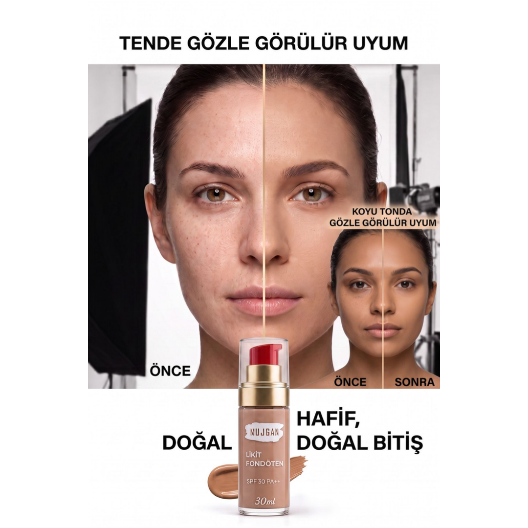 Mujgan Profesyonel Yüksek Kapatıcılı Likit Fondöten Koyu Ton 30 ml