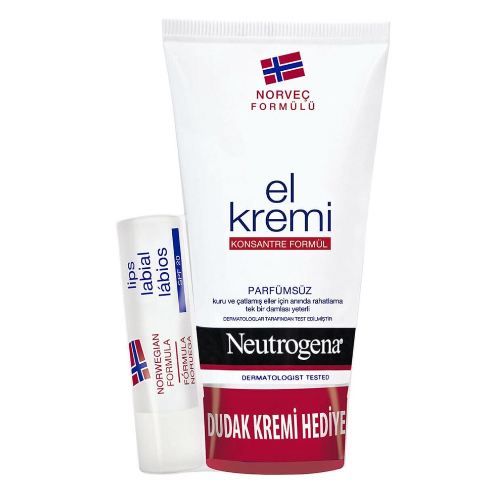 Neutrogena El Kremi 75 ml + Hediye Dudak Nemlendiricisi Seti Parfümsüz