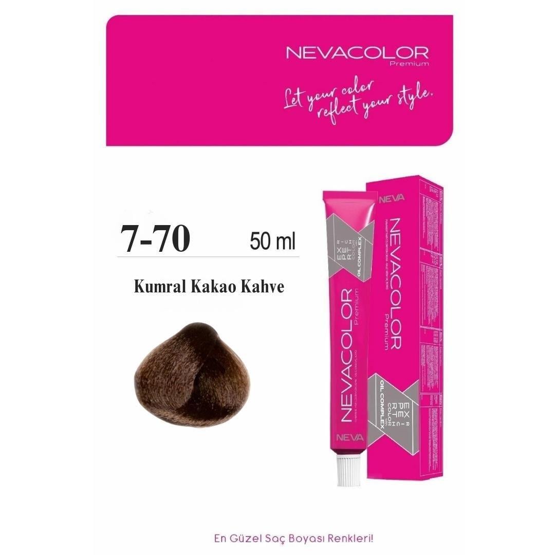 Nevacolor Premium 7.70 Kumral Kakao Kahve Kalıcı Krem Saç Boyası 50ml