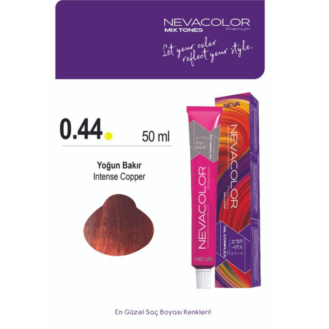Nevacolor Premium MIX 0.44 YOĞUN BAKIR Kalıcı Krem Saç Boyası 50ml
