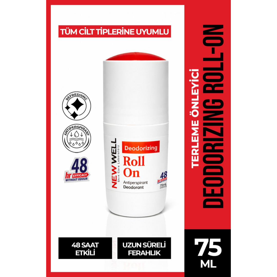New Well Deodorizing Roll On Terleme Önleyici Koltuk Altı Roll On (Kırmızı) 75 ML