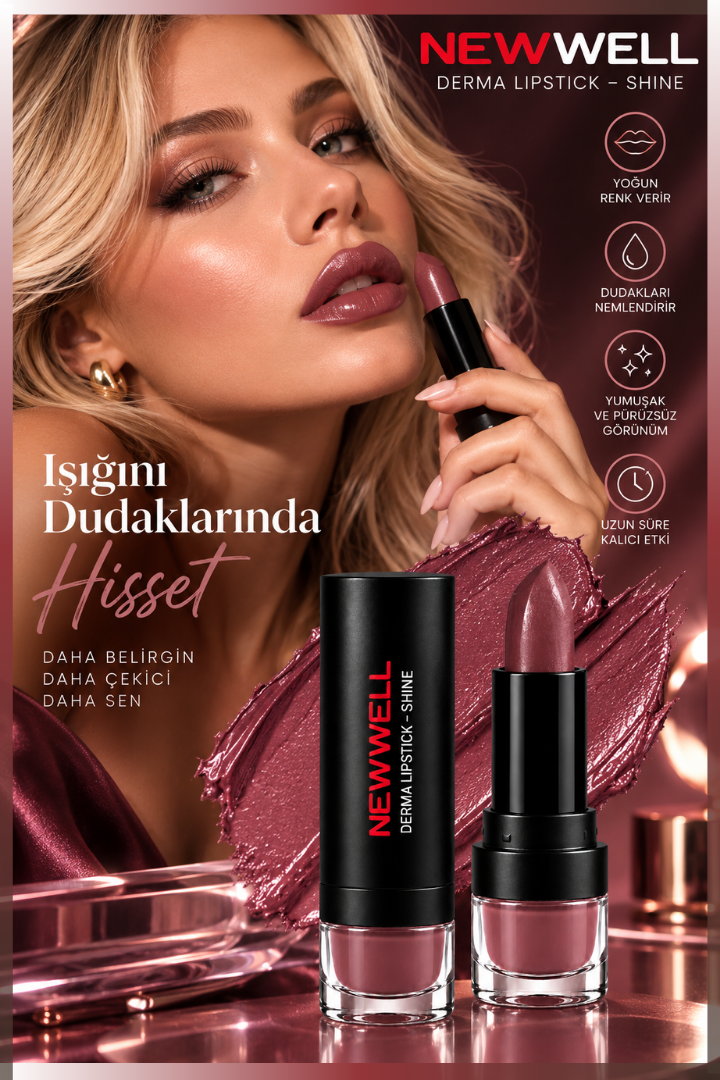 New Well Derma Lipstick Shine No.205 & Makeover Compact Powder Hediye
